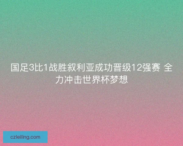 国足3比1战胜叙利亚成功晋级12强赛 全力冲击世界杯梦想